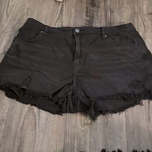 Black Stretchy Distressed Denim Shorts